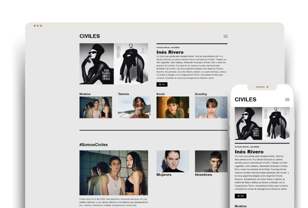 Página web desarrollada para Civiles por Alacasa Web Design