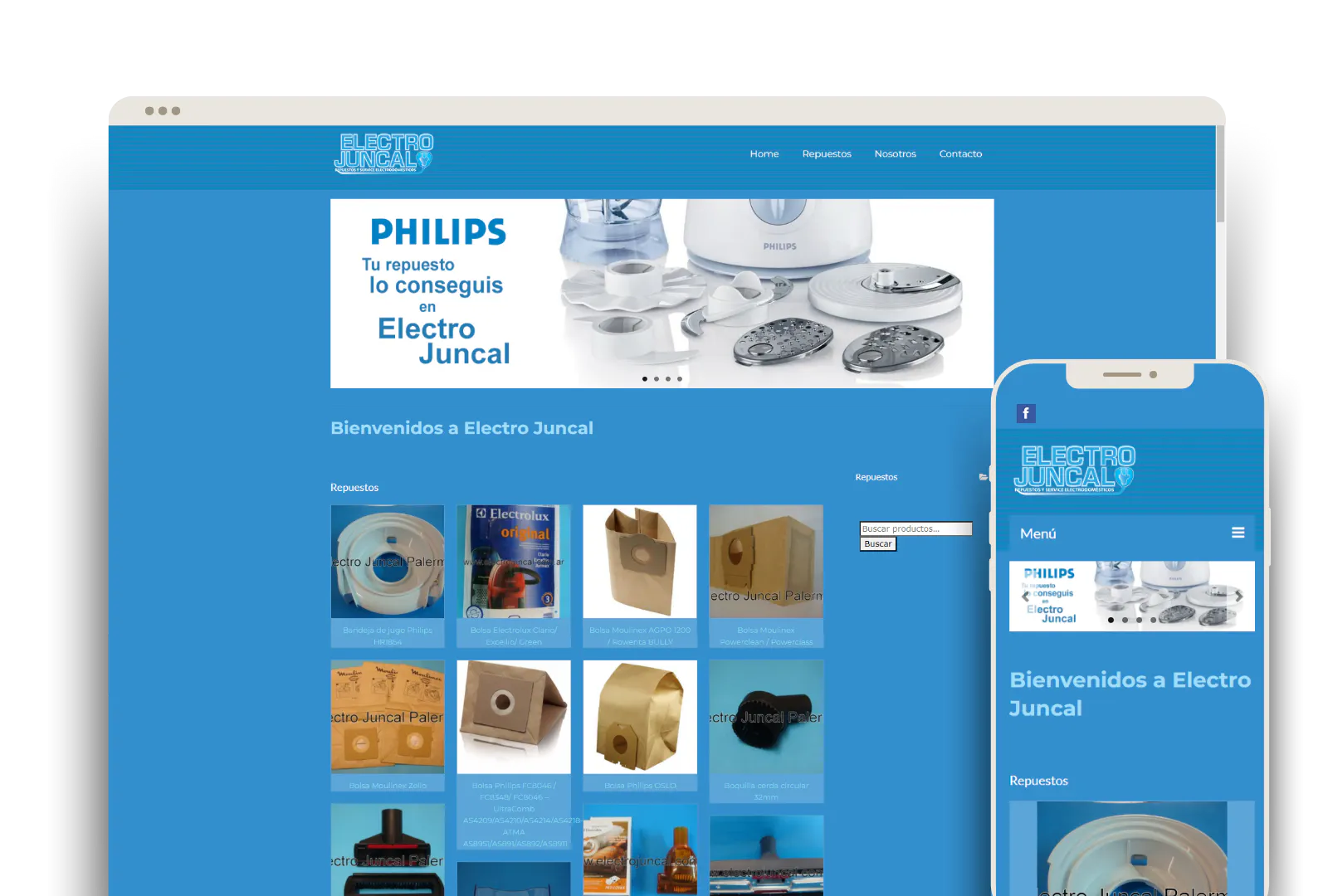 Página web desarrollada para Electro Juncal por Alacasa Web Design