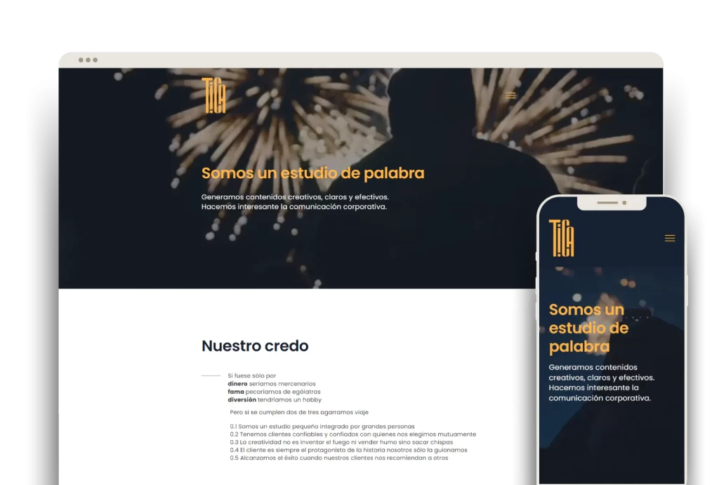 Página web desarrollada para Estudio Tica por Alacasa Web Design