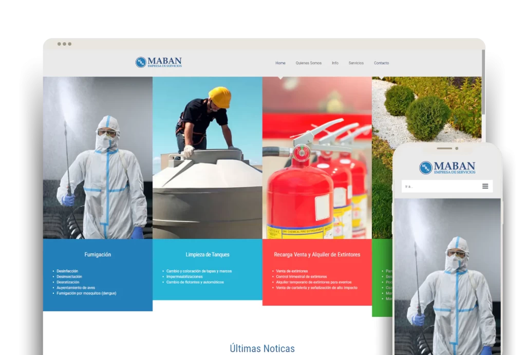 Página web desarrollada para Maban por Alacasa Web Design