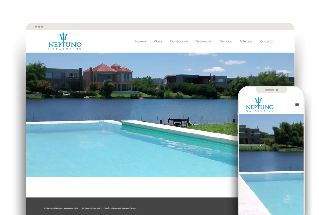 Página web desarrollada para Neptuno Natatorios por Alacasa Web Design